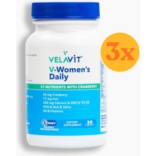 Velavit V- Women's Daily - Kadınlar Için Multivitamin - 30 Tablet - 3 Adet (90 Tablet) - Dezenfektan Hediyeli (%72 Alkol)