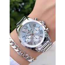 Orijinal Çelik Kordon Kadın Kol Saati 3 Atm Su Geçirmezlik Gümüş Renk Bileklik Hediyeli DK452C1