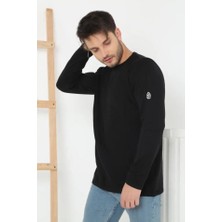 Pazarcan Erkek Biskilet Yaka Kolu Armalı - Siyah