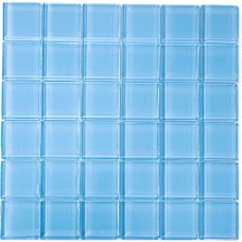 MozaiKristaL Havuz ve Tüm Yüzeyler Için 48X48X6MM. Arktik Buz Mavisi 30X30CM. Fileli Kristal Mozaik.