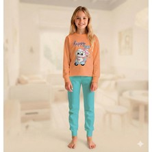 Little Pumpkin Kız Çocuk Kedi Desenli Mevsimlik Pijama Takımı