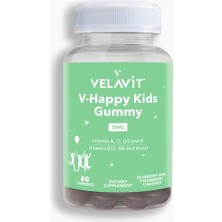 Velavit V- happy kids gummy - Çocuklar Için Günlük Destek - 60 Adet Çiğnenebilir Vitamin - Dezenfektan Hediyeli (%72 Alkol)
