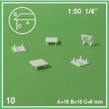 Schulcz 5561102 1/50 Ölçek, Kare Sehpa -16X16X6 Mm--Beyaz -5 Adet