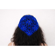 Çiçek Desenli Boncuklu Bağlamalı Saç Bandana Çiçekli Toka