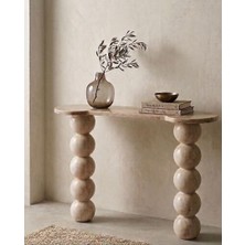 Smh Doğaltaş Petra Masif Traverten Dresuar - 122X92 cm - 5 Küre Ayaklı Lüks Tasarım