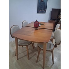 Bengi Ankara Mobilya Masa Sandalye 90643 Retro Ayak Model Kayın Retro Açılır Parlak Açık Ceviz Tabla