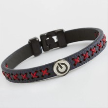 SiHako Kapatma Tuş Desenli Kaliteli Suni Deri Bileklik