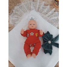 NessiWorld Yenidoğan Saray Kadife Taç Nakışlı Inci Fiyonklu Dantel Duvak Trilüks Kundak Bebek Battaniye