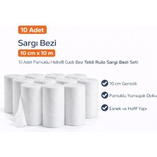 NessiWorld Sargı Bezi 10 cm x 10 M 10 Adet Pamuklu Hidrofil Gazlı Bez Tekli Rulo Sargı Bezi Seti