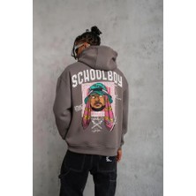 Pazarcan Erkek School Boy Baskılı Kapüşonlu Sweat - Gri