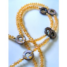 Thinblack Gözlük Zinciri – Amber Kristal Boncuklu Varak Efektli Çember Figürlü – Thınblack® Koleksiyonu