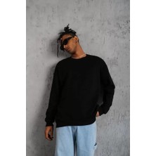 Pazarcan Erkek Düz Bisiklet Yaka Sweat - Siyah