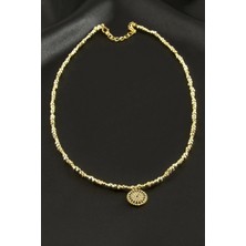 SiHako Nazar Zirkon Taşlı Metal Boncuklu Kolye