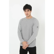 Pazarcan Erkek Biskilet Yaka Kolu Armalı - Gri