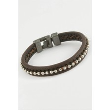 SiHako Top Metal Boncuklu Kaliteli Suni Deri Bileklikc