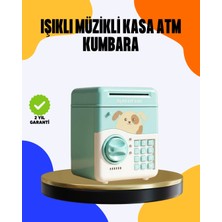 Pazarcan Çocuklar Için Su Yeşili Atm Kasa Tasarımlı Şifreli Kumbara