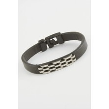 SiHako Zincir Desenli Kaliteli Suni Deri Bileklik