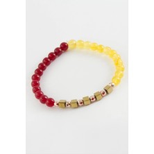 SiHako Sarı Kırmızı Doğaltaş Bileklik 6 mm