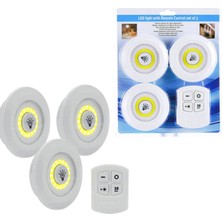 Pazarcan 3lü Uzaktan Kumandalı Yapışkanlı Kablosuz LED Spot Lambalar