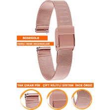  8mm-10mm-12mm-14mm-14mm-16mm-18mm-20mm-22mm saatlerle uyumlu paslanmaz çelik ınce hasır metal saat kordonu kayışı m16ıh-rose