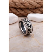 Sümer Telkari Vavlı Tasarım Elişi Taşlı Gümüş Kadın Alyans 27