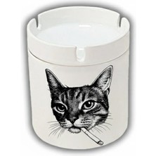 Sartre Art   Efkarlı Tekir Kedi Tasarımlı Hediyelik Kokusuz Söndür At Küllük Kül Tablası