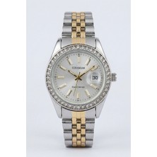 inStyle Taşlı Kadran Klasik Şık Gümüş-Gold Kadın Kol Saati