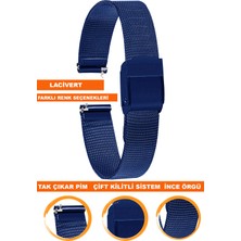  8mm-10mm-12mm-14mm-14mm-16mm-18mm-20mm-22mm saatlerle uyumlu paslanmaz çelik ınce hasır metal saat kordonu kayışı m16ıh-lacıvert