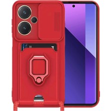Buğz Xiaomi Redmi Note 13 Pro Plus Kılıf Zuma Kartvizitli Yüzüklü Silikon - Kırmızı