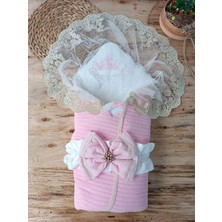 DMR Elegance Yenidoğan Tericotton Örgülü Trilüx Bebek Battaniyesi Kundak Pembe