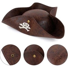 Buğz Kaptan Jack Korsan Şapkası Vinleks Deri Denizci Korsan Şapkası