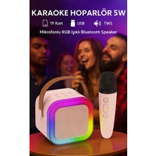 FaroxTech Mini Karaoke Seti – Bluetooth 5.0 Mikrofon + Taşınabilir LED Hoparlör, 5 Ses Modu, Ses Değiştirme