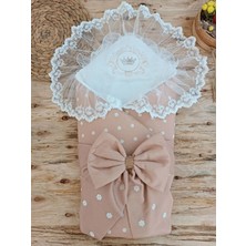 DMR Elegance Yenidoğan Papatya Desenli Trilüks Unisex Kundak Bebek Battaniyesi Kahverengi