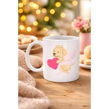 Urfakent Melek Golden Retriever Köpek Tasarımlı Porselen Kupa Model 55 – Kalpli, Sevgiliye Özel, Sevimli Hediye Kupa