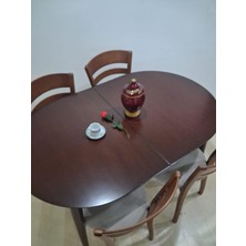 Bengi Ankara Mobilya Masa Sandalye 90644 Retro Ayak Model Kayın Retro Açılır Parlak Koyu Ceviz Tabla