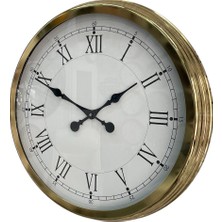 Epilons 60 cm Gold Metal Dekoratif Roma Rakamlı Duvar Saati