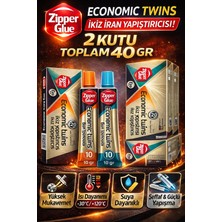 Epilons Zipper Glue Ikiz Iran Yapıştırıcısı 2 Kutu A+B Çift Bileşenli Epoksi Güçlü Metal Plastik Cam Serami