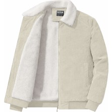 Ghassy Co. Erkek Peluş Astarlı Gömlek Yaka Tam Fermuar Rüzgar Geçirmez Kadife Mont