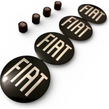 Fiat Yeni Nesil Alüminyum 56 mm Jant Göbek Stıcker ve 4 Adet Siyah Metal Bordo Fiat Logo Sibop Kapak