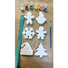 Little Pumpkin 6 Adet Büyük Boy Yılbaşı Taş Boyama Figür Seti Beyaz Renkli Boyama Etkinliği