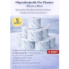 Urfakent Hipoalerjenik Fix Flaster 10 cm x 10 M 5 Adet Nonwoven Medikal Sabitleme Bandı Yapışkanlı Pansuman Flasteri
