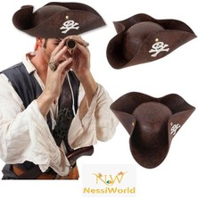 Urfakent Kaptan Jack Korsan Şapkası Vinleks Deri Denizci Korsan Şapkası