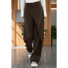 Bs Hood x Nurbeli Kadın Asimetrik Tasarımlı Düğme Kapama Palazzo Pantolon