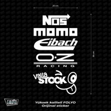Valla Stock Racing Sticker Seti Otomobil-Motosiklet Uyumlu 20X36CM Beyaz Renk