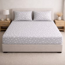 Vionetta Pamuklu Kalpli Gri Yastık Kılflı Lastikli Çarşaf Seti