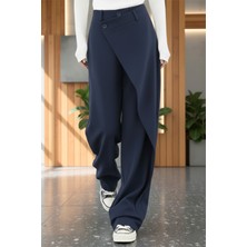 Bs Hood x Nurbeli Kadın Asimetrik Tasarımlı Düğme Kapama Palazzo Pantolon