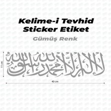 Kelime-I Tevhid Silver Renk Hologram Sticker Motorsiklet ve Otomobil Uyumlu Etiket (40X11CM)