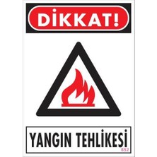 Aesco Dikkat Yangın Tehlikesi Uyarı Levhası 25X35 KOD:852