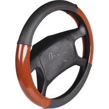 Direksiyon Kılıfı Poşetli Geçme 38CM Siyah-Rugan Kahve Oto Aksesuar Premium