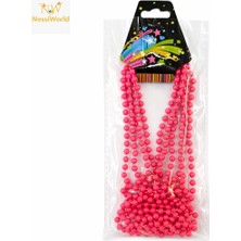 Urfakent Neon Pembe Boncuk Kolye 80 cm – Retro 80’ler 90’lar Parti Aksesuarı